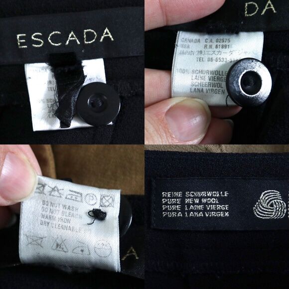 Escada Size M 100% Wool Crepe High Rise Trousers Pants Straight Leg - Picture 3 of 8